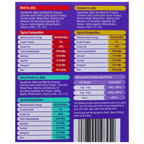 Ingredients 1, Cat Food Pouches Mixed Selection in Jelly 12 Pack 85g
