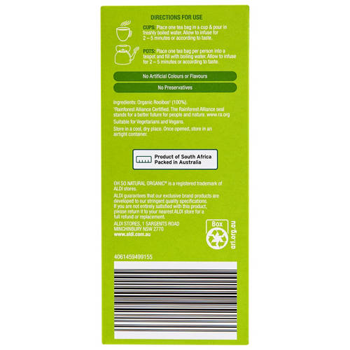 Front shot 3, Organic Rooibos Tea Bags 50 Pack 80g
