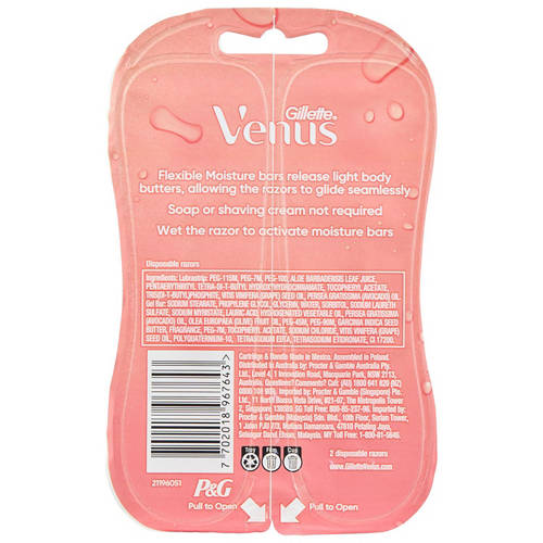 Front shot 2, Venus Comfort Glide 3 Blade Razor White Tea 2 Pack