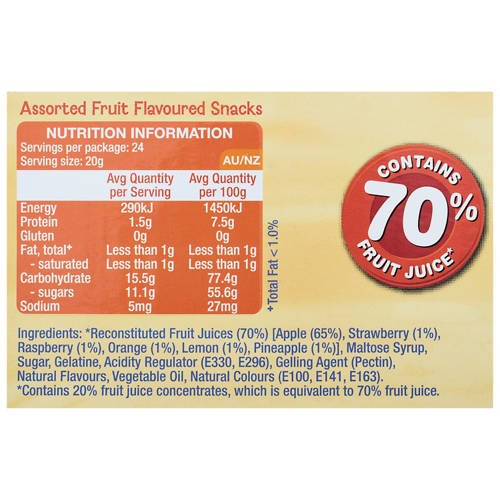 Nutrients 1, Assorted Fruit Snacks Stitch 24 Pack 480g