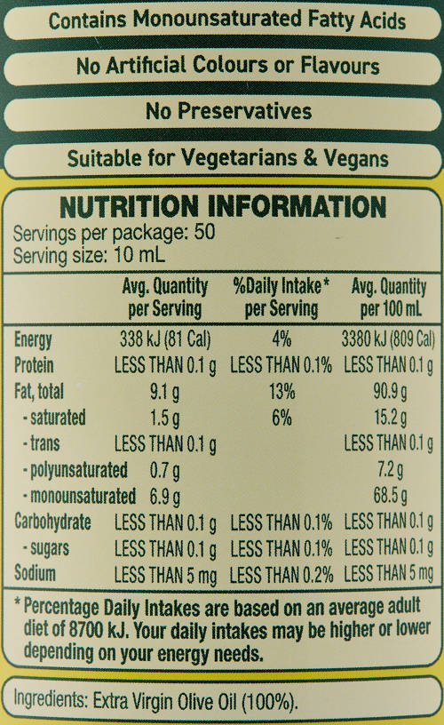 Nutrients 1, Squeezy Extra Virgin Olive Oil 500mL