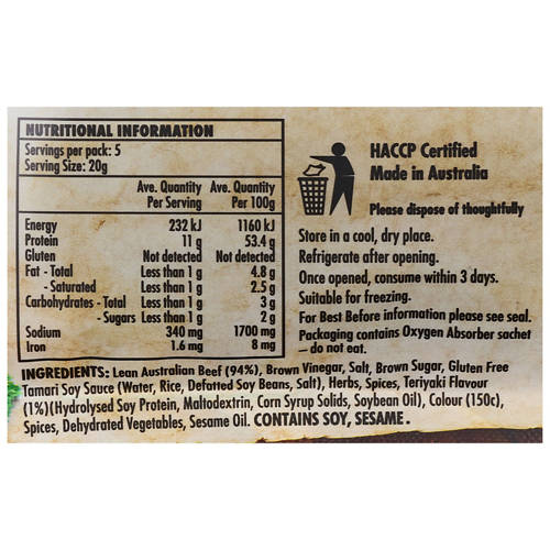 Nutrients 1, Biltong Slices Teriyaki 100g