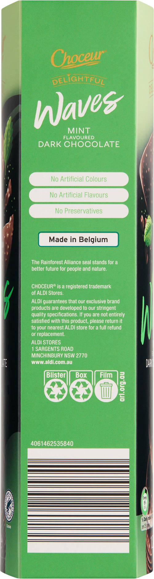 Front shot 3, Dark Chocolate Waves Mint 125g