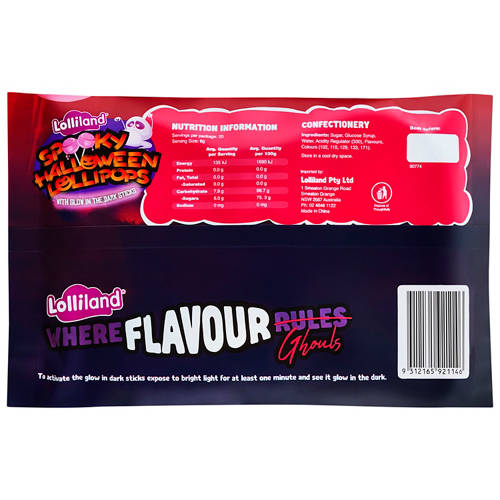 Front shot 2, Glow in the Dark Lollipops 20 Pack 160g