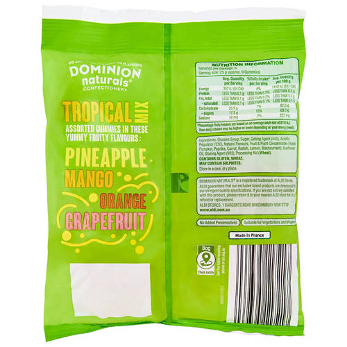Front shot 2, Tropical Mix Flavoured Vegan Gummies 150g