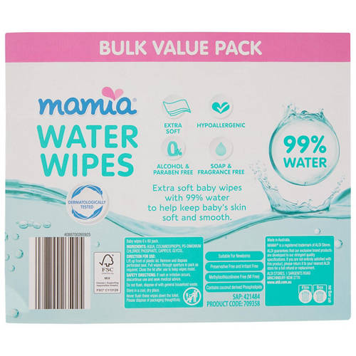Front shot 3, Baby Water Wipes 6 x 80 Pack