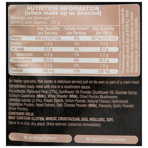 Nutrients 1, Mushroom Risotto 170g