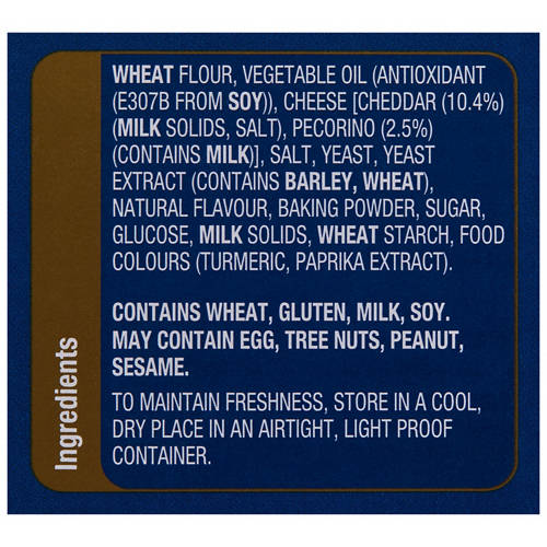 Ingredients 1, Cheds Crackers 250g