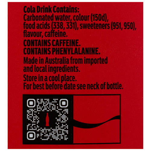 Ingredients 1, Coke Zero Sugar Soft Drink 2L
