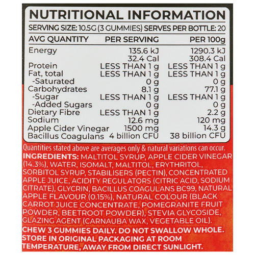 Nutrients 1, Apple Cider Vinegar Gummies 60 Pack