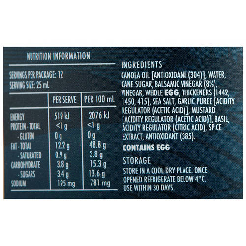 Nutrients 1, Balsamic Flavoured Mayonnaise 300g