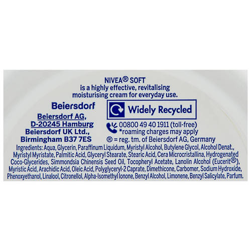 Ingredients 1, Soft Moisturising Cream 300ml