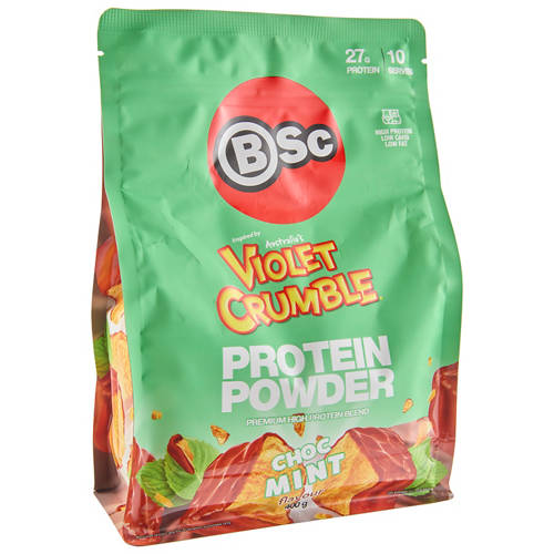 Violet Crumble Protein Powder Choc Mint 400g Product Image Front shot 01
