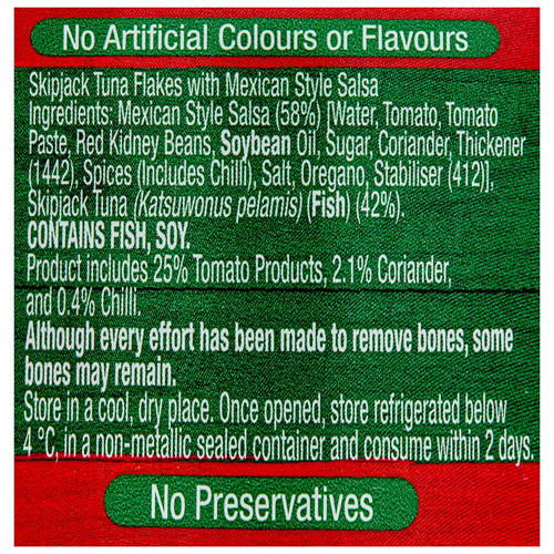 Ingredients 1, Mexican Style Salsa Tuna 95g