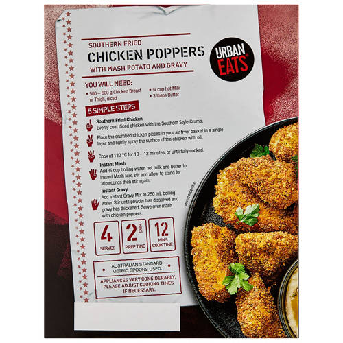 Front shot 3, Southern Fried Chicken Poppers Meal Kit 210g