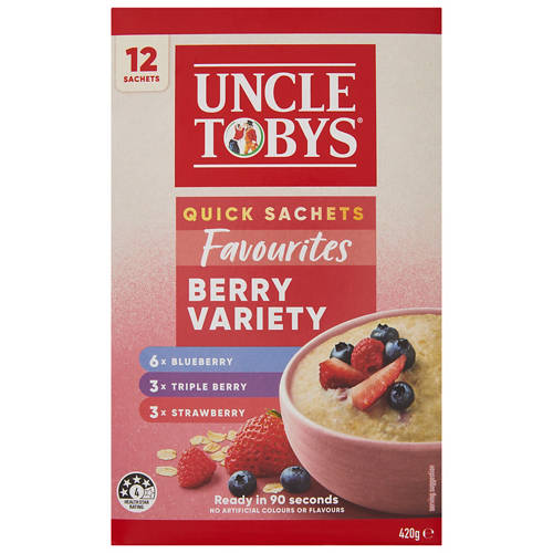 Front shot 2, Quick Oat Sachets Berry Variety 12 Pack 420g