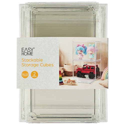 Front shot 2, Stackable Acrylic Storage Cubes 2 Pack
