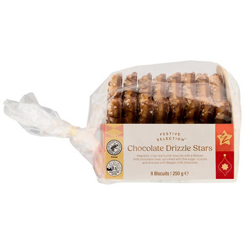 Front shot 2, Chocolate Drizzle Stars 250g