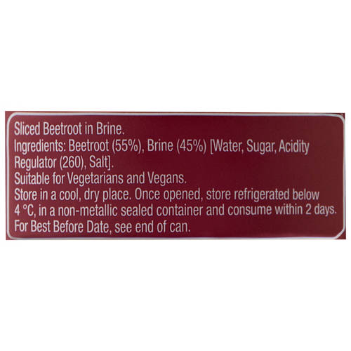 Ingredients 1, Sliced Beetroot 425g
