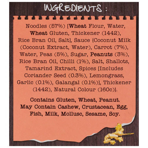 Ingredients 1, Peanut Satay Noodle Box 280g