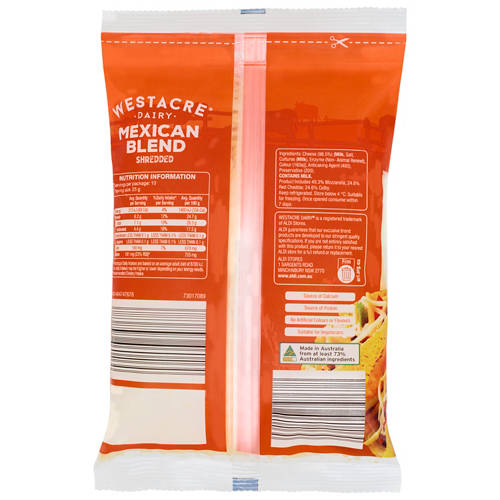 Front shot 2, Mexican Blend Shredded Cheese 250g