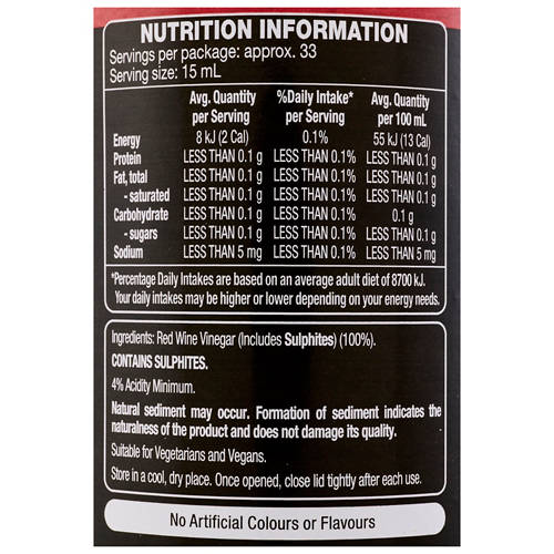 Ingredients 1, Red Wine Vinegar 500ml