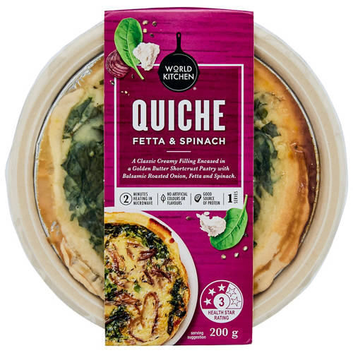 Front shot 2, Spinach Fetta Quiche 200g