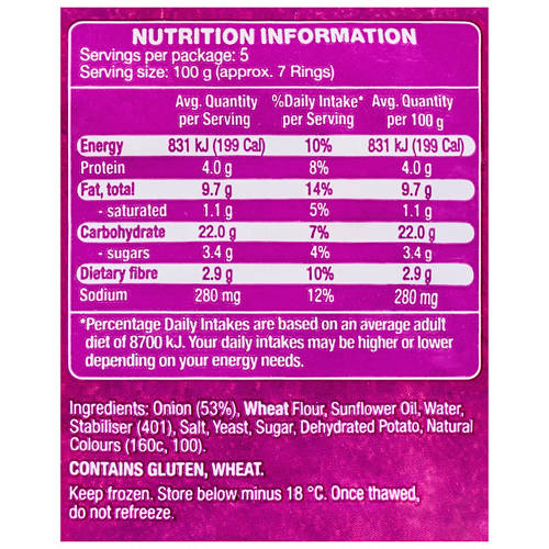 Nutrients 1, Onion Rings 500g