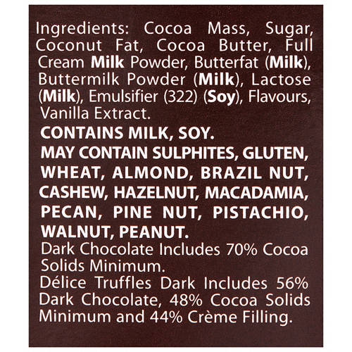 Ingredients 1, Dark Chocolate Truffles 200g