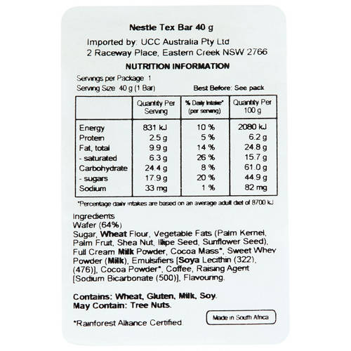 Nutrients 1, Tex Chocolate Bar 40g