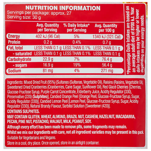 Nutrients 1, Brandy Flavoured Mixed Fruit 800g