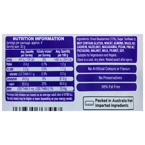 Nutrients 1, Sweetened Dried Blueberries 130g