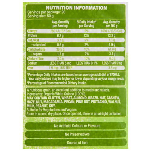 Nutrients 1, White Organic Quinoa 1kg