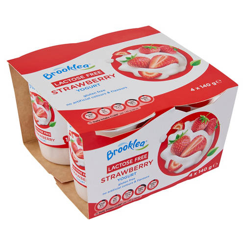 Lactose Free Strawberry Yogurt 4 x 140g Product Image Front shot 01