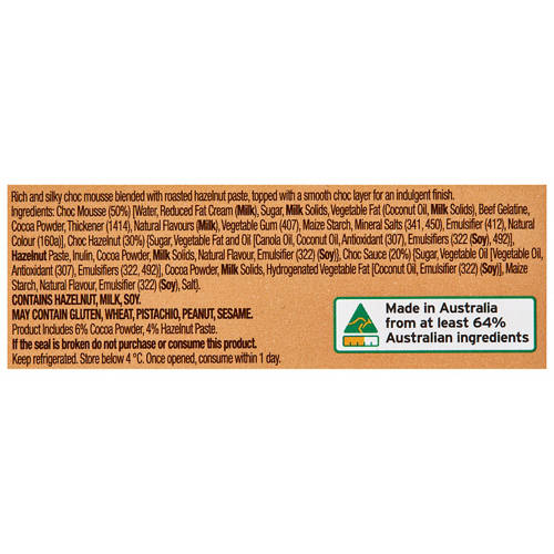Ingredients 1, Hazelnut Choc Mousse 2 Pack