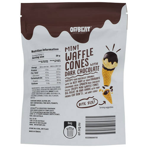 Front shot 2, Mini Dark Chocolate Filled Waffle Cones 120g