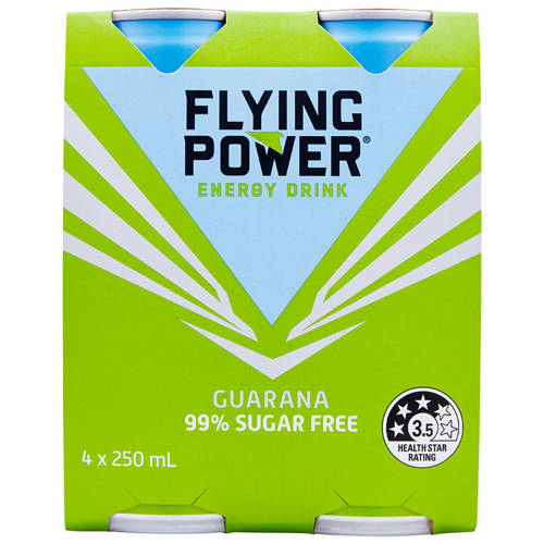 Front shot 2, Sugar Free Guarana Energy Drink 4 Pack 250ml