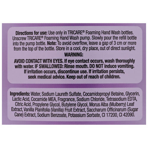 Ingredients 1, Foaming Hand Wash Refill 1L