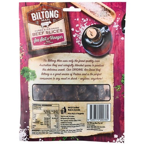 Front shot 2, Biltong Slices Salt & Vinegar 100g