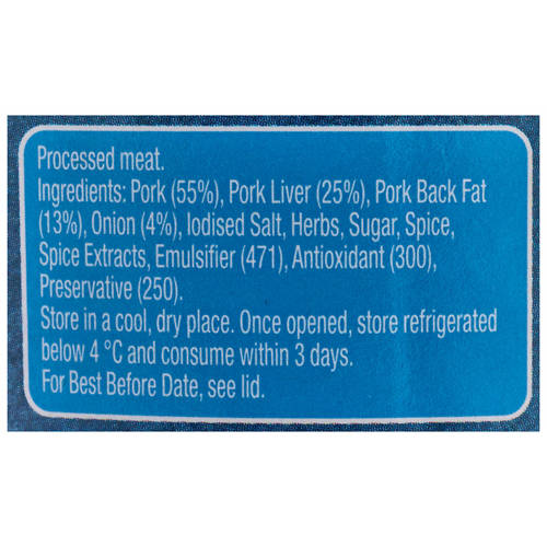 Ingredients 1, Coarsed Minced Pork Liverwurst 250g