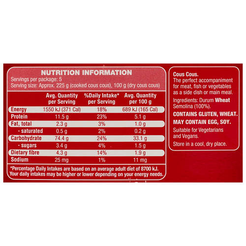 Nutrients 1, Cous Cous 500g