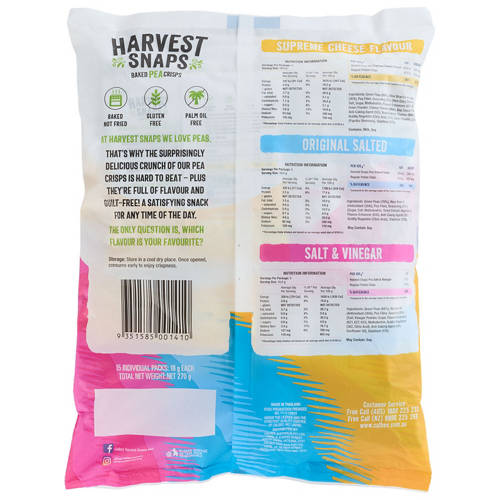 Front shot 2, Baked Pea Crisps 15 Packs 270g