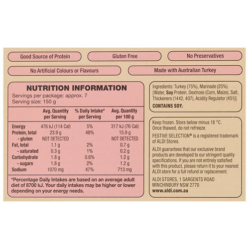 Nutrients 1, Australian Turkey Breast Roast 1kg