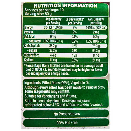 Nutrients 1, Pitted Dates 500g