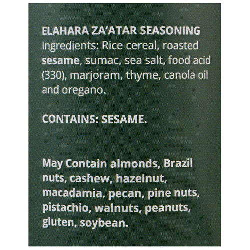 Ingredients 1, Spice Blends Za'atar 100g