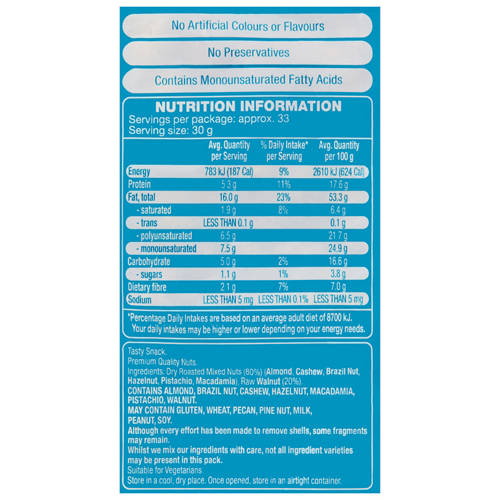 Nutrients 1, Dry Roasted Mixed Nuts 1kg