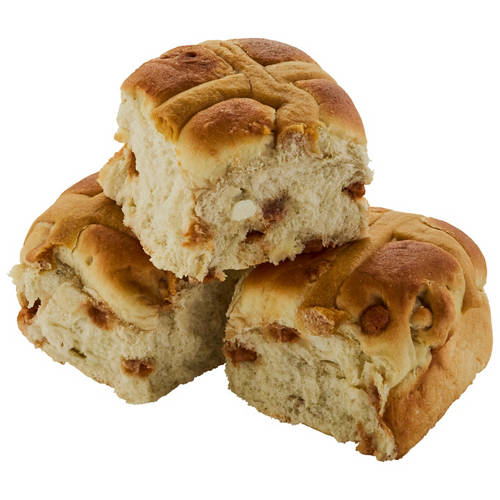 Front shot 3, Indulgent Banoffee Inspired Hot Cross Buns 4 Pack 300g