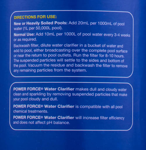Ingredients 1, Pool Cleaning Chemical Water Clarifier 1L