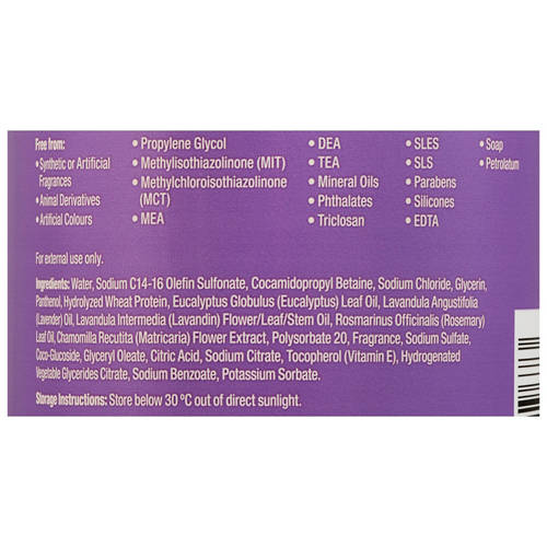 Ingredients 1, Handwash Refill Lavender & Rosemary 1L