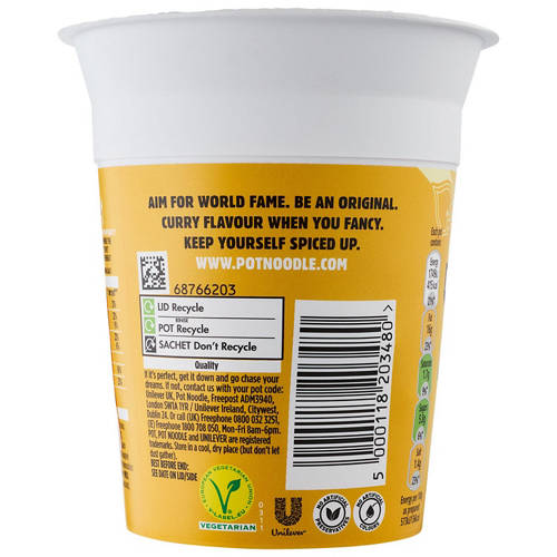 Front shot 3, Curry Flavoured Pot Noodle 90g